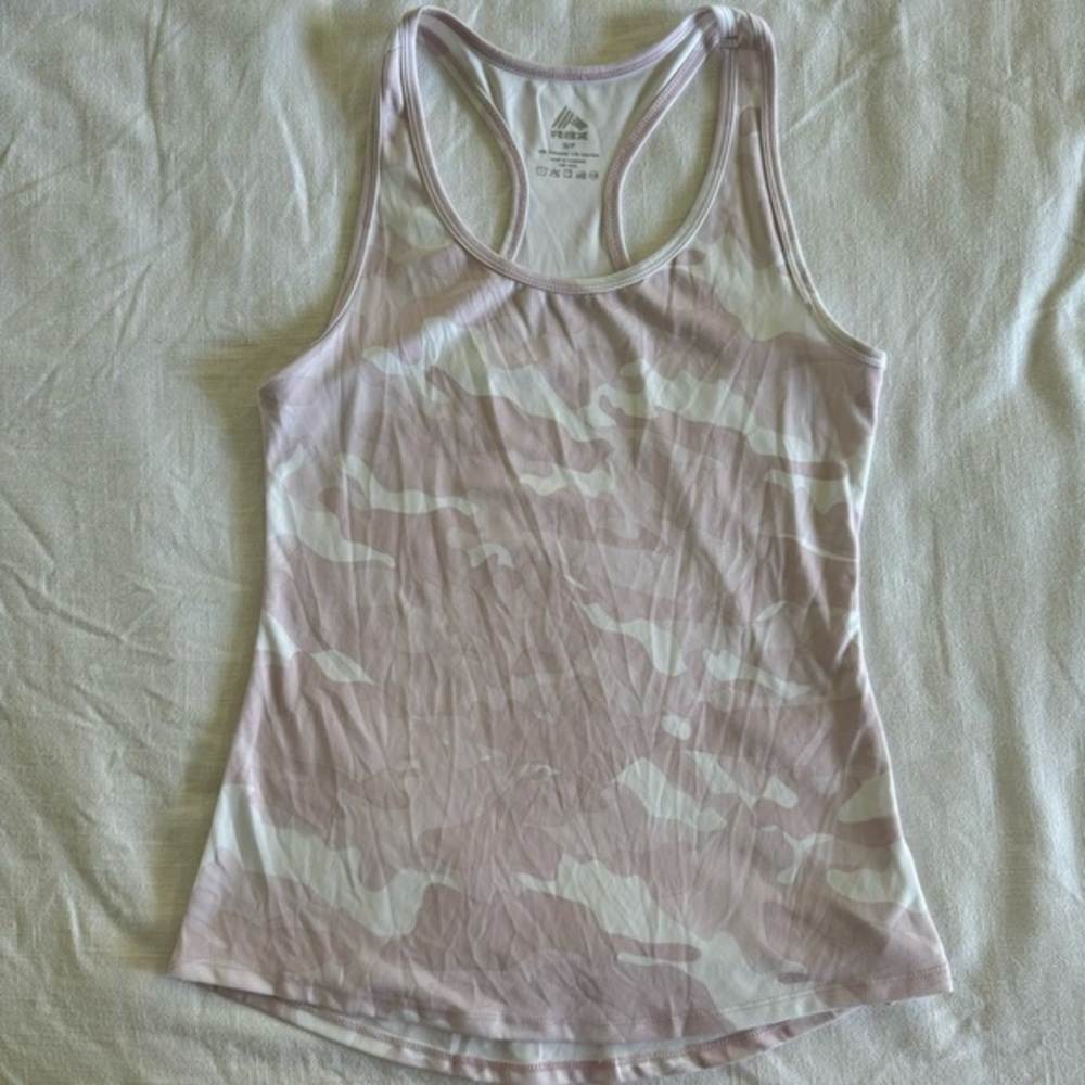 RBX Soft Pink & White Camouflage Racerback Tank Top
